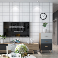 北欧风格壁纸 ins电视背景黑白格子几何卧室客厅现代简约网红墙纸