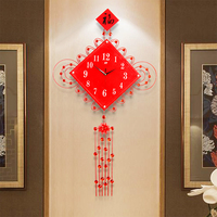 中国结中国风创意客厅挂钟大号中式装饰现代时钟静音石英钟表挂表