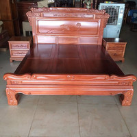 新中式红木家具床花梨木色菠萝格实木卧室简约高脚双人床新款特价