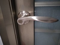 卫生间门锁无钥匙圆型 浴室锁孔距45 把手锁铝合金玻璃门锁单舌