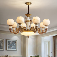 欧式全铜奢华高端大气客厅卧室云石吊灯美式现代豪华大厅灯具