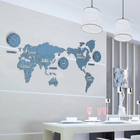世界地图办公室壁挂北欧挂钟餐厅墙面装饰墙贴客厅沙发墙壁挂件