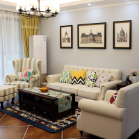 美式布艺沙发 地中海乡村田园小户型客厅整装1+2+3三人组合家具