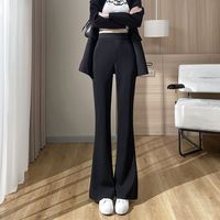 黑色西装裤女春夏2023年新款小个子休闲高腰显瘦垂感马蹄微喇叭裤