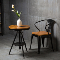 LOFT工业风铁艺椅子实木餐椅休闲椅靠背椅咖啡厅餐厅凳子桌椅组合