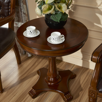 美式实木圆茶几欧式沙发小圆桌子简约客厅沙发边几茶几角几洽谈桌