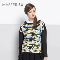 Masfer．SU玛丝菲尔素品牌女装春季上新款休闲时尚印花上衣