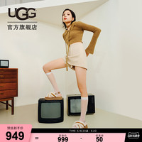 UGG2023夏季女士休闲时尚交叉绑带厚底舒适弹力带毛毛凉鞋1121550