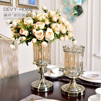 轻奢玻璃花瓶摆件客厅插花高级感餐桌干花鲜花高档美式欧式装饰品