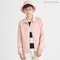 knighttom2018秋les KTST系列粉色藏蓝色街头风翻领教练夹克外套