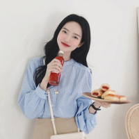 鬼马系少女2019秋季新款韩国ins超火的上衣洋气网红衬衣格纹衬衫