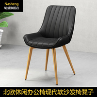 LOFT北欧休闲办公椅轻奢铁艺简约现代设计师软沙发餐椅靠背凳子