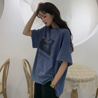 2019款夏装新款韩版女装时尚宽松显瘦印花学生短袖T恤上衣打底衫