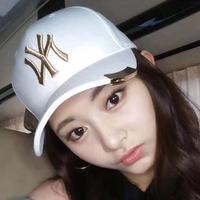 韩国MLB棒球帽男女NY鸭舌帽金属扣洋基队帽子黑色白色酒红色秋冬