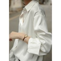 白色衬衫女设计感小众复古港味上衣垂感衬衣丝光缎面宽松韩版职业