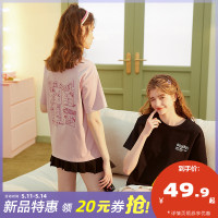 唐狮夏季短袖T恤女2023年新款印花半袖上衣设计感小众宽松体恤衫X