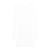 气质蕾丝v领收腰显瘦法式白色裙子秋冬季新款包臀打底连衣裙女装