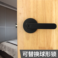 美式静音锁具黑色机械门锁室内家用房门锁单舌卧室执手锁通用型