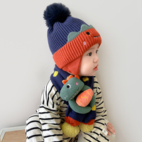 帽子男宝宝秋冬季儿童护耳帽男童围巾套装女童毛线帽婴儿幼儿冬款