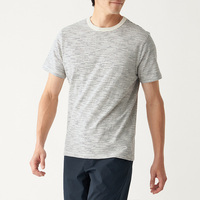 无印良品 MUJI 男式 粗细不均棉线 天竺编织 条纹短袖T恤