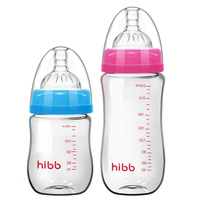 浩一贝贝玻璃奶瓶婴儿宽口径新生儿宝宝喝水防吐硅胶奶嘴用品套装