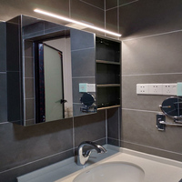 不锈钢浴室镜柜带灯卫浴镜箱镜面柜厕所卫生间镜子带置物架挂墙式