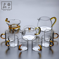 日式玻璃茶具功夫茶杯套装家用简约现代透明耐高温红茶泡茶壶小套
