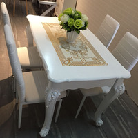 桌子小户型欧式餐桌实木4人6现代简欧餐桌椅组合家用长方形吃饭桌