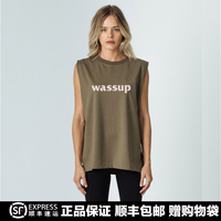 WASSUP背心女无袖t恤2022新款宽松圆领坎肩运动健身夏季纯棉宽松