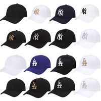 韩国代购MLB帽子19新款弯檐帽白色金标青年防晒ny棒球帽男女情侣