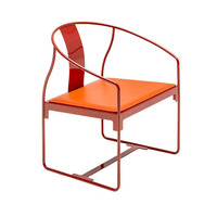 现代新中式太师椅精品马鞍皮圈椅北欧休闲意式极简围椅金属餐椅