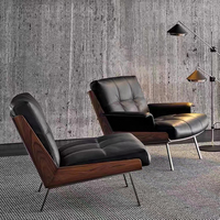 北欧daiki单人沙发椅设计师老板轻奢休闲办公书房实木高端简约椅