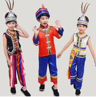 儿童高山族演出服2018新款男童少数民族服装高山族服饰舞蹈表演服