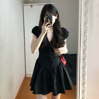 法式小个子连衣裙子黑色赫本风质感高级感拽姐风小黑裙女2023夏季
