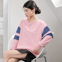 宽松圆领卫衣女生2022秋季新款设计感小众拼接上衣服女装外套韩版