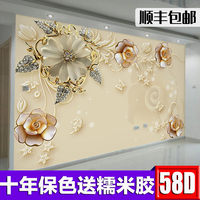欧式浮雕装饰壁画3d大气花卉影视墙布客厅奢华墙纸电视背景墙壁纸