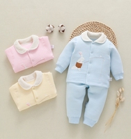 男女宝宝分体套装1-2岁春季纯棉保暖外出衣服3-6-9个月婴儿秋衣裤