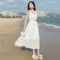 沙滩裙2018夏季新款冷淡风pphome裙子长裙超仙女海边吊带连衣裙子