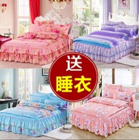 公主风床套四件套纯棉简约欧美风大红色床用品床罩粉色夏季欧式
