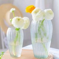 日式欧式美式宽口装饰冰川ins风透明玻璃花瓶水培玫瑰干鲜花客厅