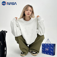 NASA联名~银狐绒纯色加绒加厚卫衣男女情侣装2022新款秋冬季圆领