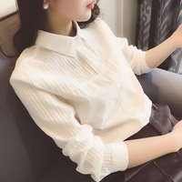 2018新款长袖衬衫女秋装纯棉白色衬衣职业装正装韩版上衣女工作服