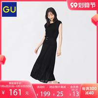 GU极优女装网纹带腰带针织裙2022年夏季新品半身裙341755