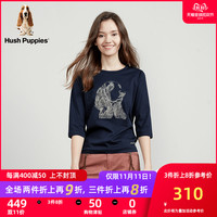 Hush Puppies暇步士女装春夏新款纯棉印花中袖T恤女|HD-18503