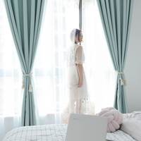 窗帘成品简约现代北欧ins卧室遮光飘窗公主风客厅落地窗遮阳布料