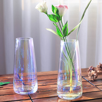 幻彩玻璃花瓶 客厅彩色透明花瓶 酒店创意干花富贵竹插花摆件