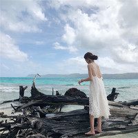 白色沙滩裙女夏2018新款海边度假巴厘岛渡假裙泰国露背吊带连衣裙