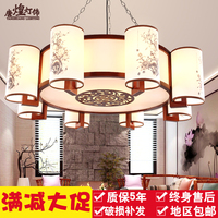 现代中式吊灯圆形实木客厅餐厅古典茶楼酒店包间中国风仿羊皮吊灯