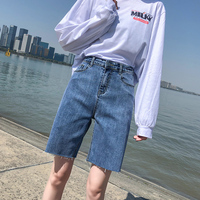 五分牛仔短裤女夏宽松2022年新款韩版时尚修身高腰直筒显瘦短裤子