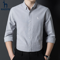 Hazzys哈吉斯官方男士长袖衬衫秋季新品青年时尚修身免烫衬衣男装